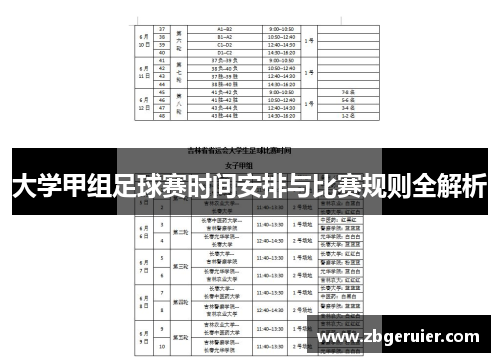 大学甲组足球赛时间安排与比赛规则全解析